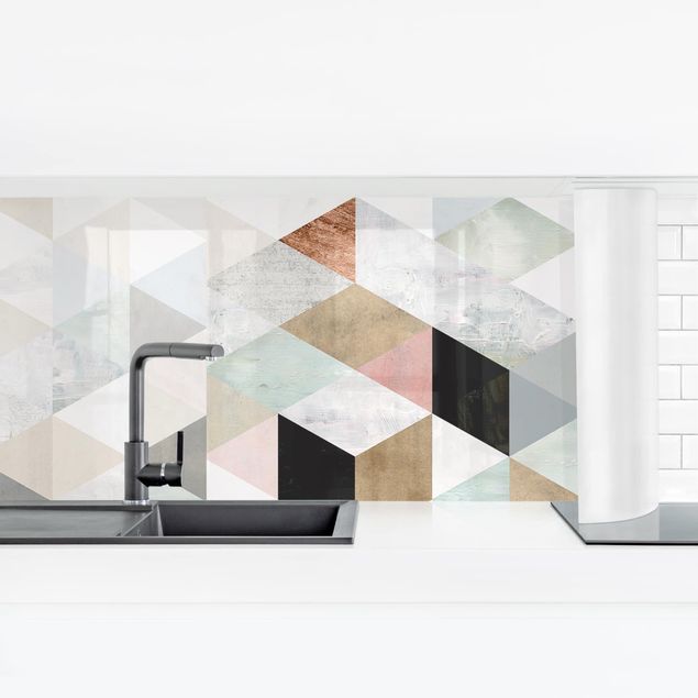 Kitchen wall cladding - Watercolour Mosaic With Triangles I