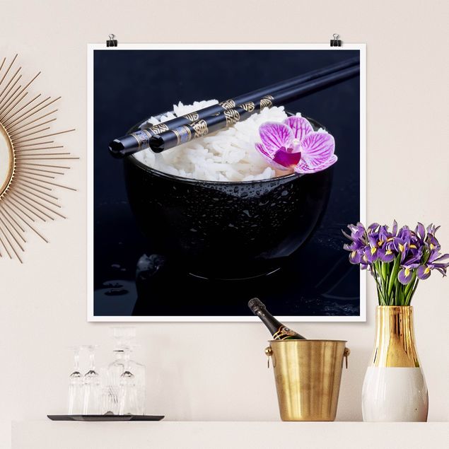 Poster - Rice Bowl With Orchid