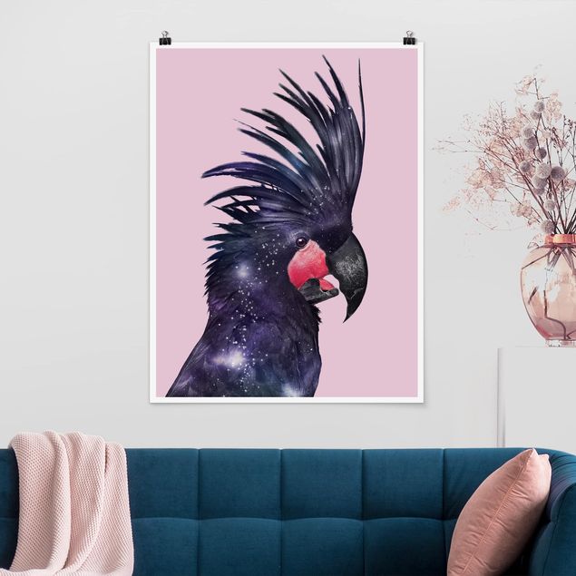 Poster animals - Cockatoo With Galaxy