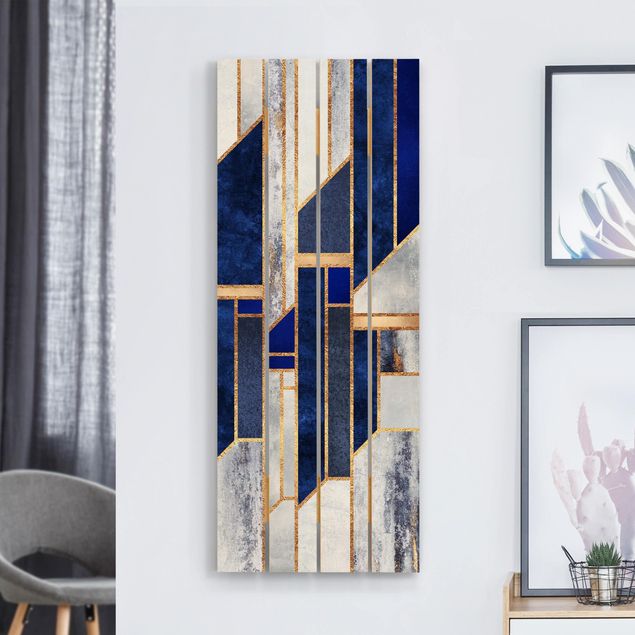 Print on wood - Geometric Shapes With Gold