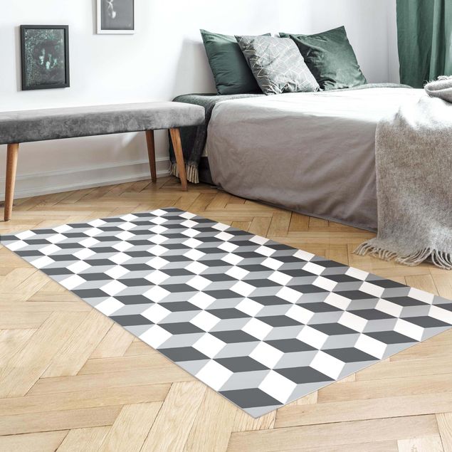 hallway runner Geometrical Tile Mix Cubes Grey