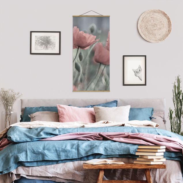 Fabric print with poster hangers - Picturesque Poppy