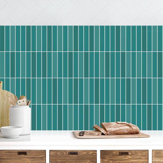Kitchen splashback plain Subway Tiles - Turquoise