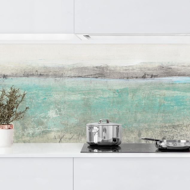 Kitchen splashback abstract Horizon Over Turquoise I