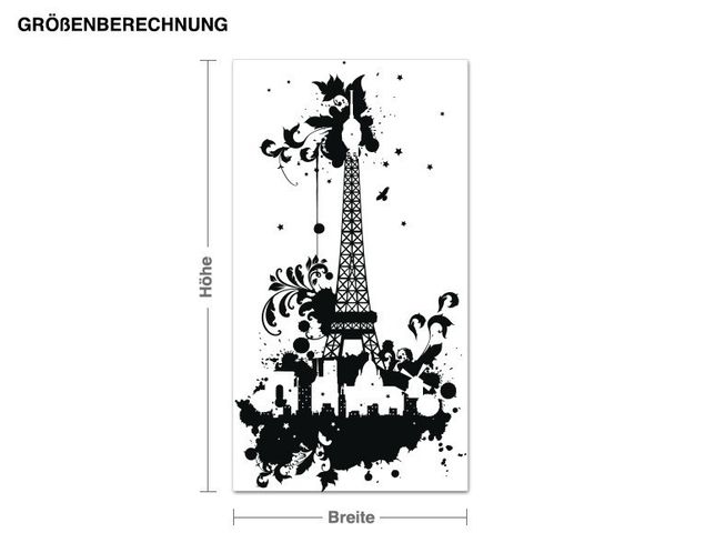 Wall stickers metropolises Eiffel Tower with tendrils design