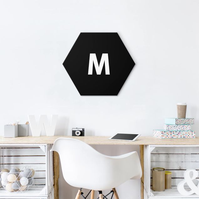 Alu-Dibond hexagon - Letter Black M