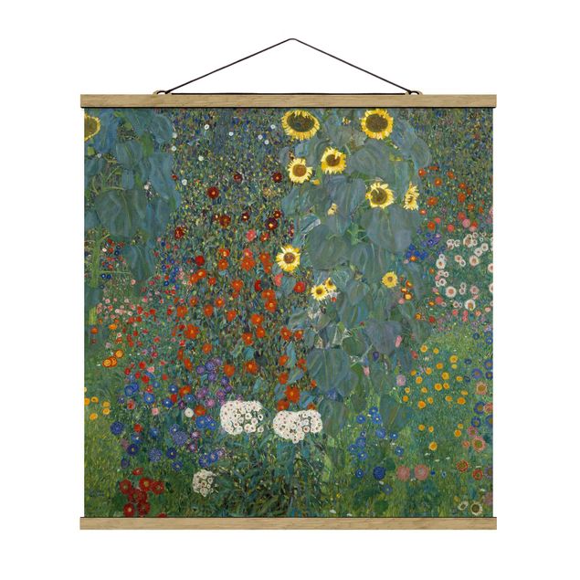 Fabric print with poster hangers - Gustav Klimt - Garden Sunflowers