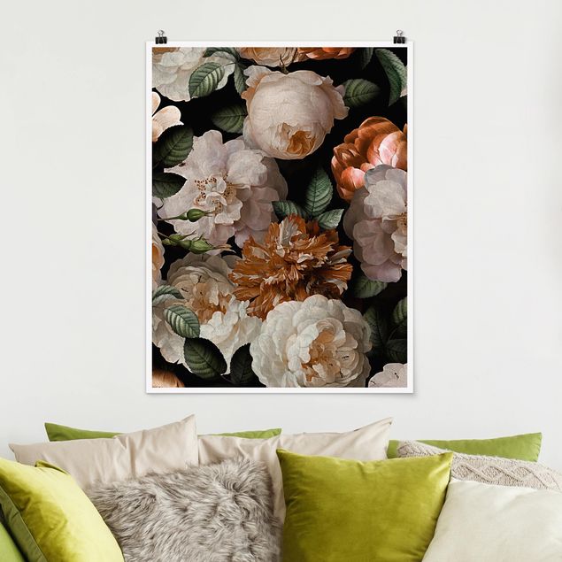 Poster - Red Roses With White Roses