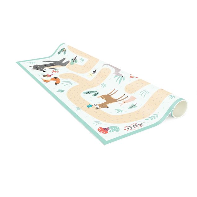 Modern rugs Playoom Mat Forest Animals - Friends On A Forest Path