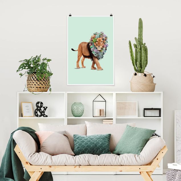 Poster animals - Lion With Succulents