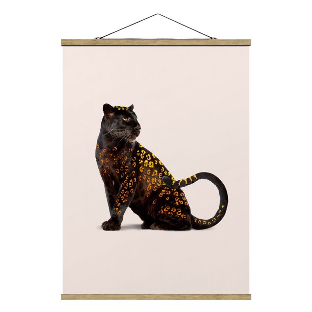 Fabric print with poster hangers - Golden Panthers