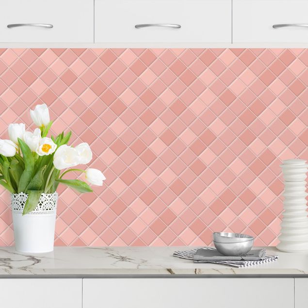 Kitchen splashback plain Mosaic Tiles - Antique Pink