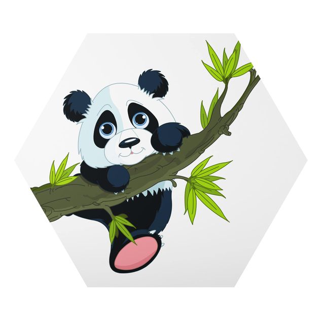Alu-Dibond hexagon - Climbing Panda