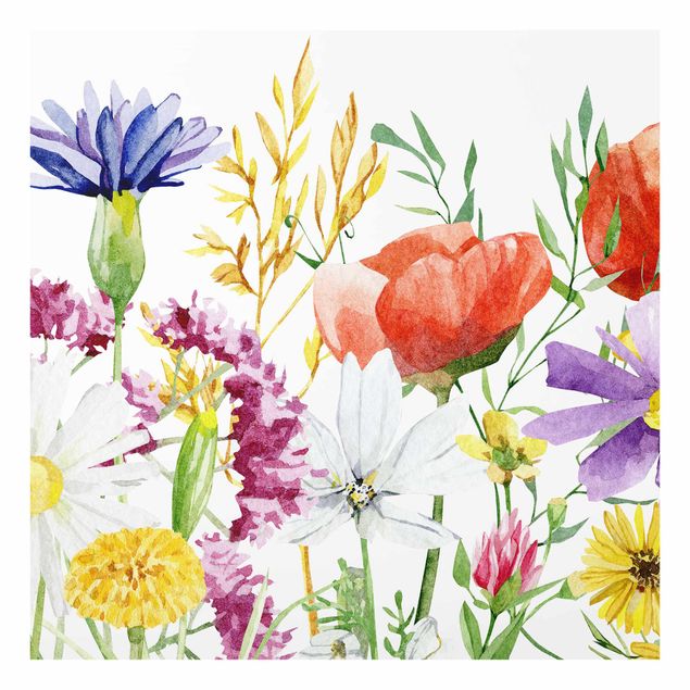 Splashback - Watercolour Flowers - Square 1:1