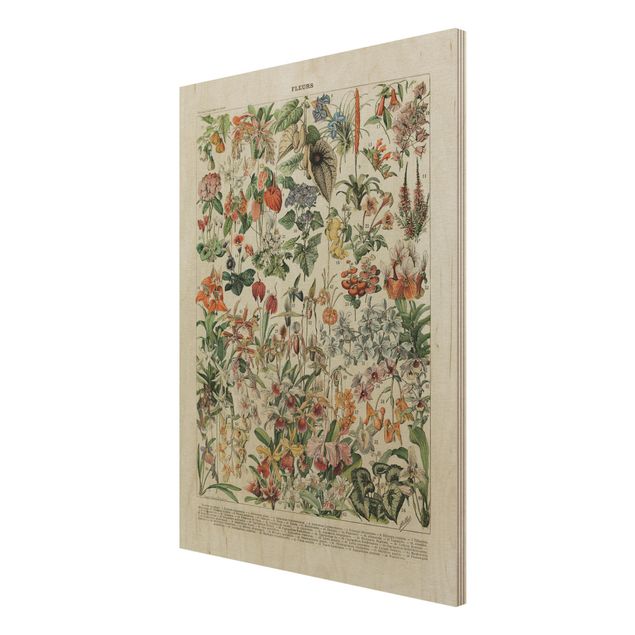 Print on wood - Vintage Board Flowers III