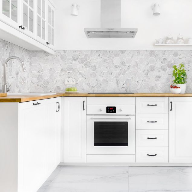 Kitchen splashbacks Marble Hexagon Tiles - Light Grey