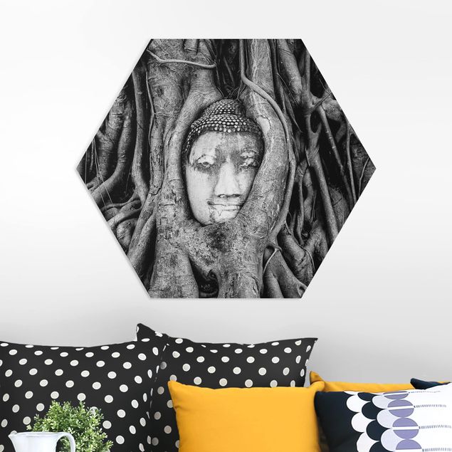 Forex hexagon - Buddha In Ayutthaya Lined From Tree Roots In Black And White