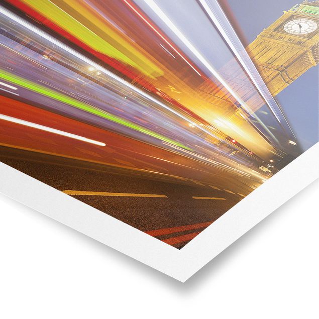 Poster architecture & skyline - Traffic in London at the Big Ben at night