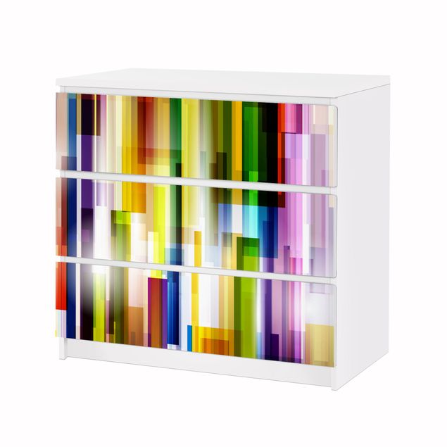 Adhesive film for furniture IKEA - Malm chest of 3x drawers - Rainbow Cubes