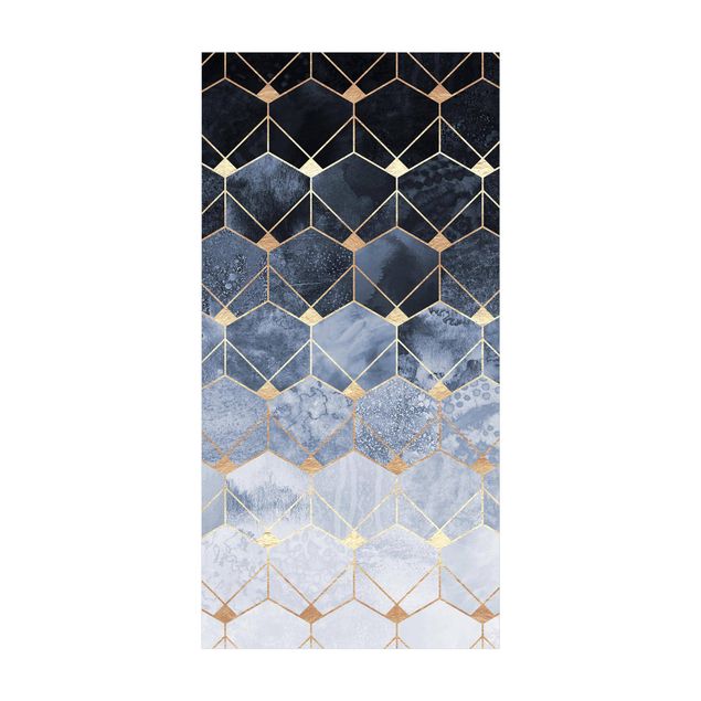 Abstract rugs Blue Geometry Golden Art Deco