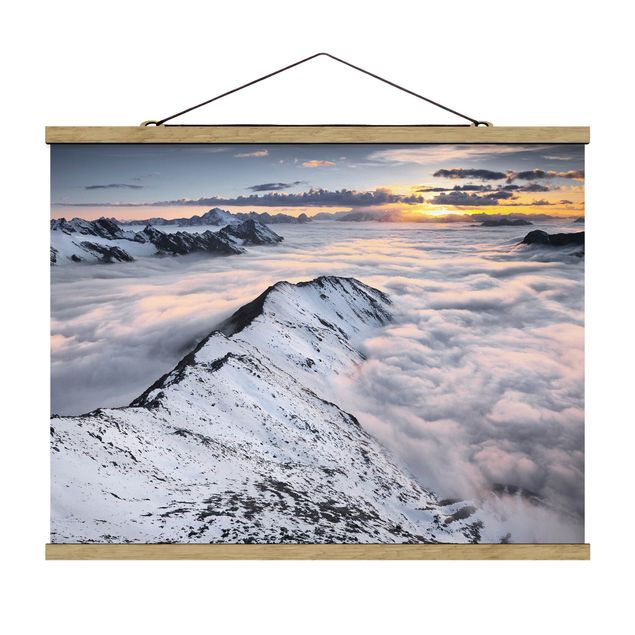 Fabric print with poster hangers - View Of Clouds And Mountains