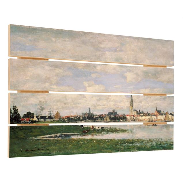 Print on wood - Eugène Boudin - View of Antwerp