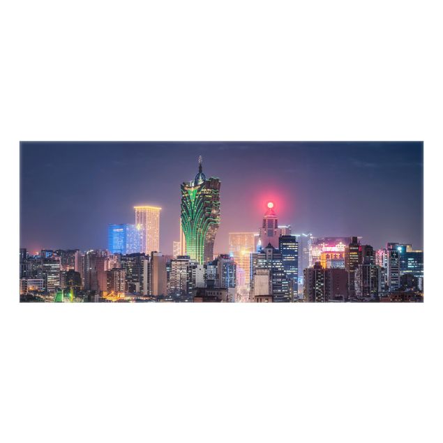 Splashback - Illuminated Night In Macao - Panorama 5:2
