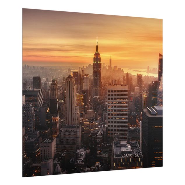 Glass Splashback - Manhattan Skyline Evening - Square 1:1