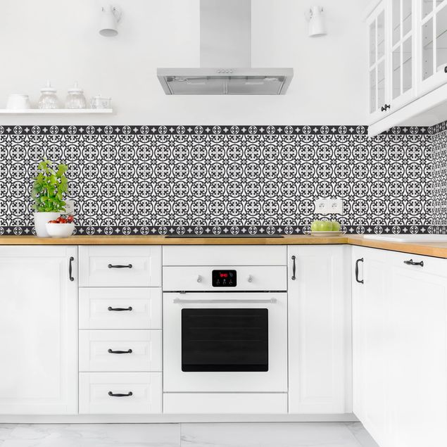 Kitchen splashback patterns Geometrical Tile Mix Circles Black