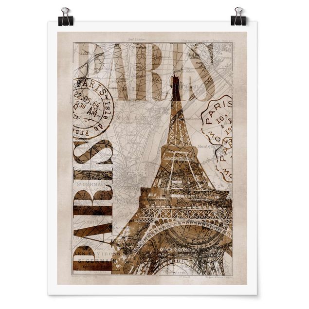 Poster - Shabby Chic Collage - Paris
