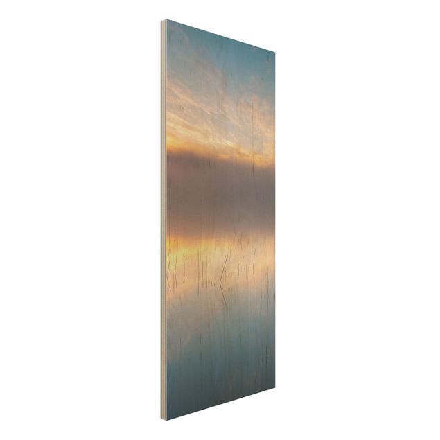 Wood print - Sunrise Swedish Lake