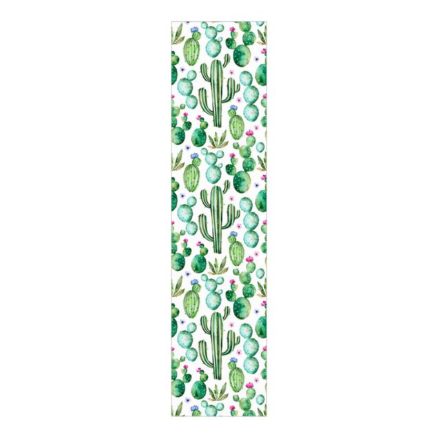 Sliding panel curtains set - Watercolour Cactus
