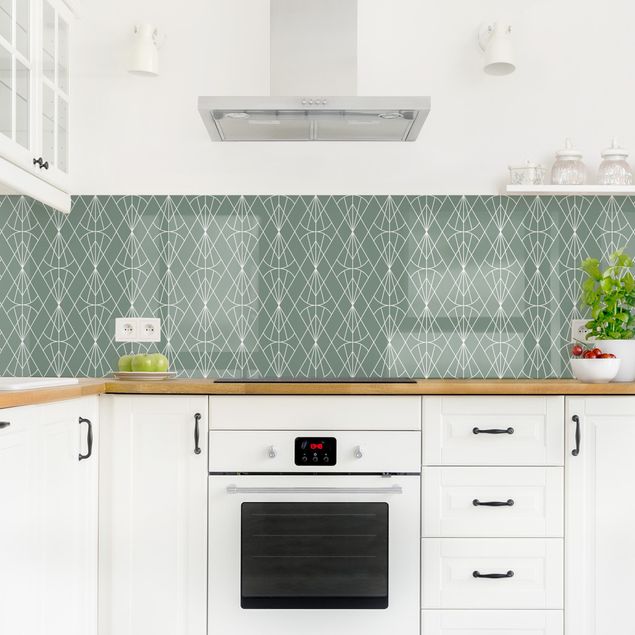 Kitchen wall cladding - Art Deco Diamond Pattern In Front Of Green XXL