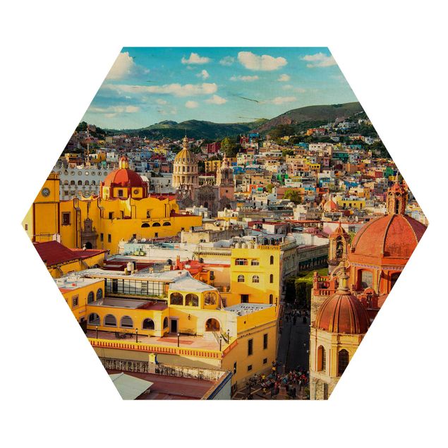 Wooden hexagon - Colourful Houses Guanajuato