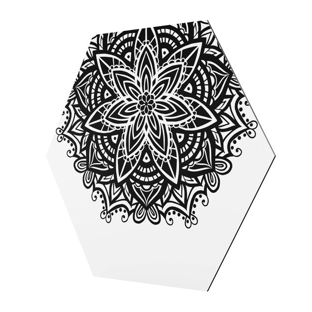 Alu-Dibond hexagon - Mandala Flower With Heart