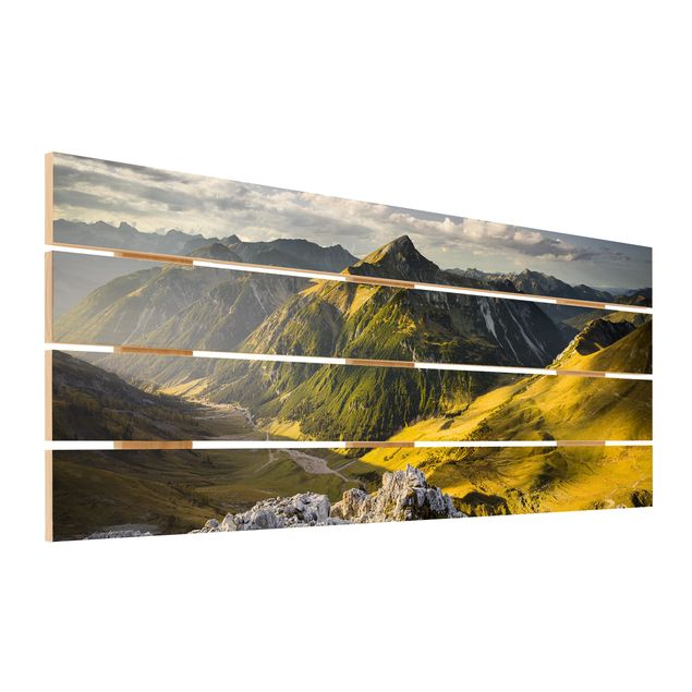 Print on wood - Mountains And Valley Of The Lechtal Alps In Tirol