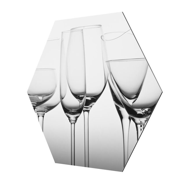 Alu-Dibond hexagon - Fine Glassware Black And White
