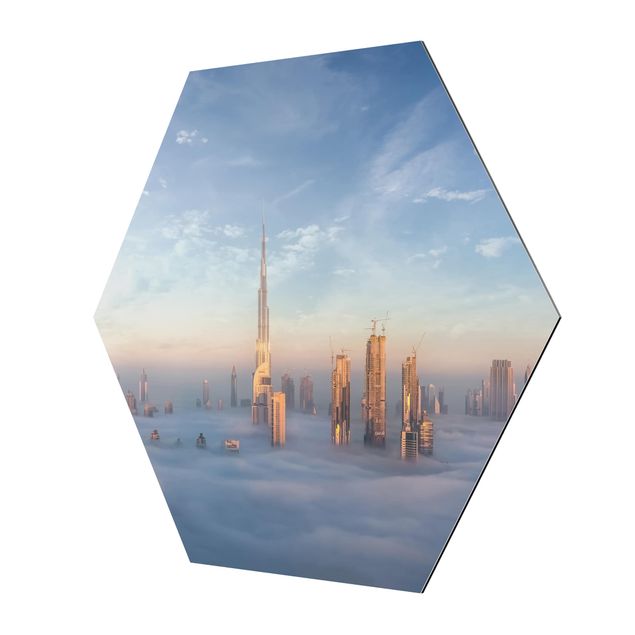 Alu-Dibond hexagon - Dubai Above The Clouds