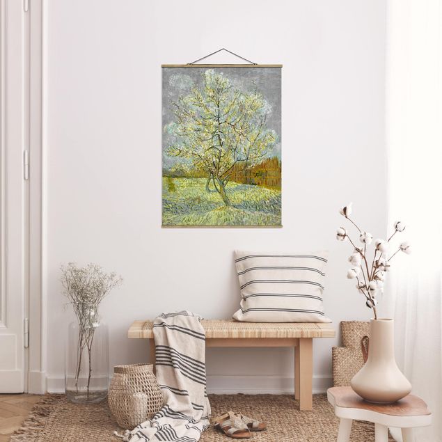 Fabric print with poster hangers - Vincent van Gogh - Flowering Peach Tree