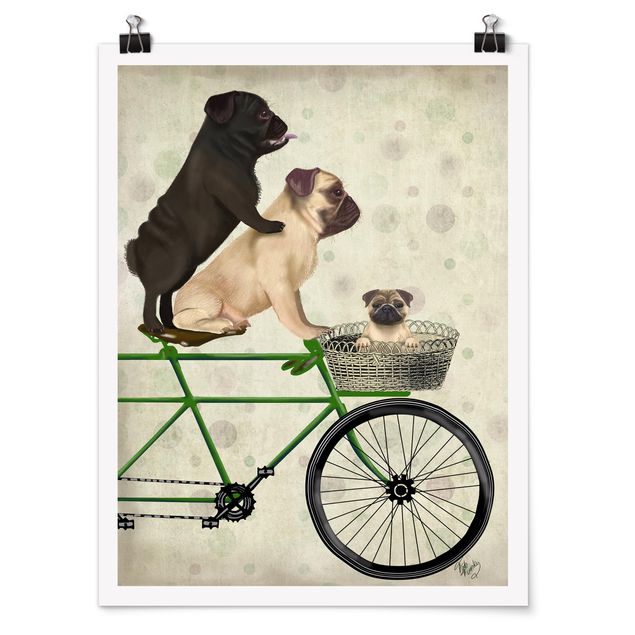 Poster kids room - Cycling - Pugs On Bike