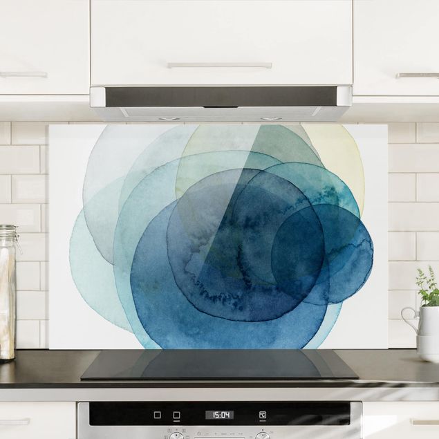 Glass splashback kitchen abstract Big Bang - Blue