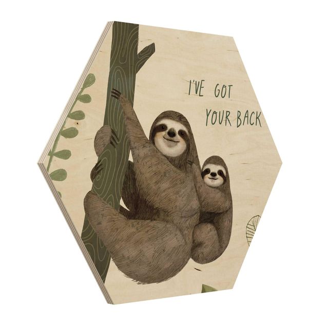 Wooden hexagon - Sloth Sayings - Back