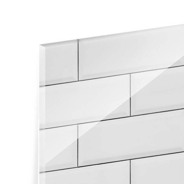 Glass Splashback - White Ceramic Tiles - Square 1:1