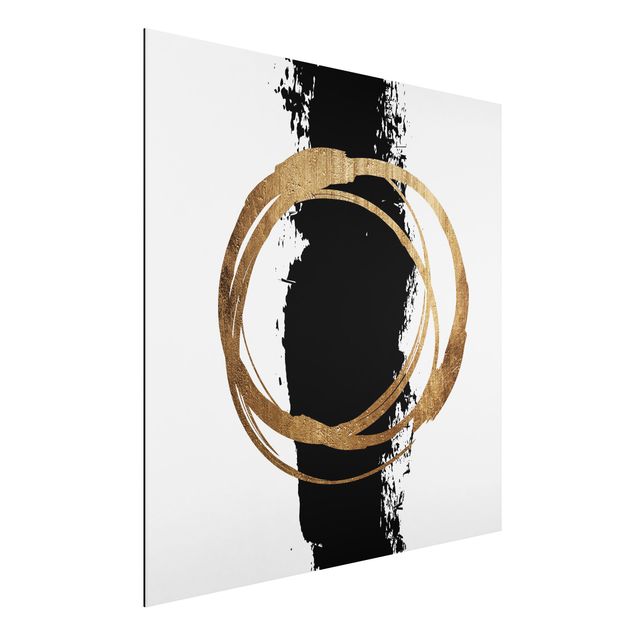 Dibond Abstract Shapes - Gold And Black