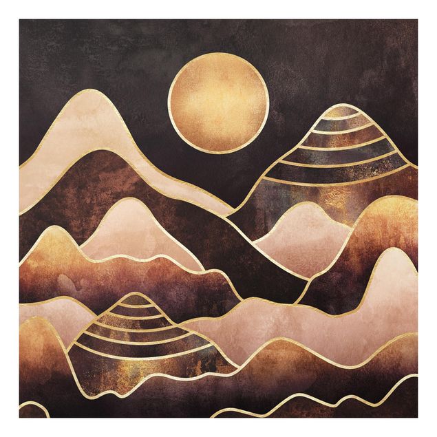 Print on forex - Golden Sun Abstract Mountains