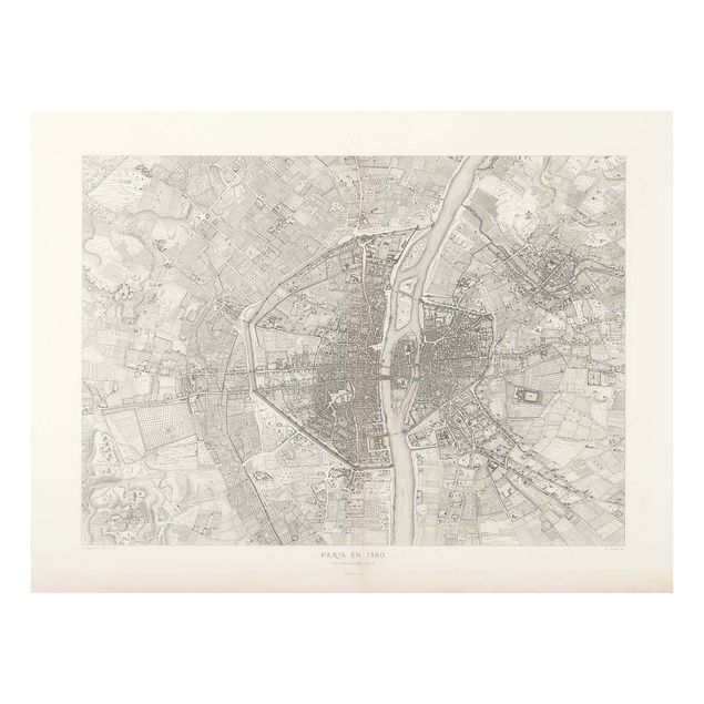 Splashback - Vintage Map Paris - Landscape format 4:3