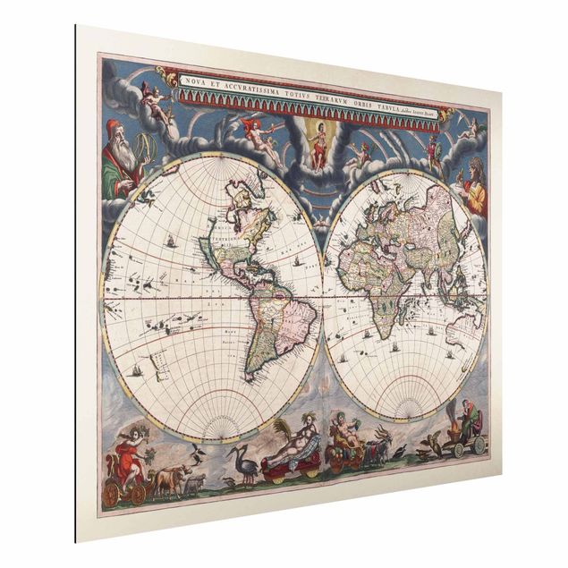 Dibond Historic World Map Nova Et Accuratissima Of 1664