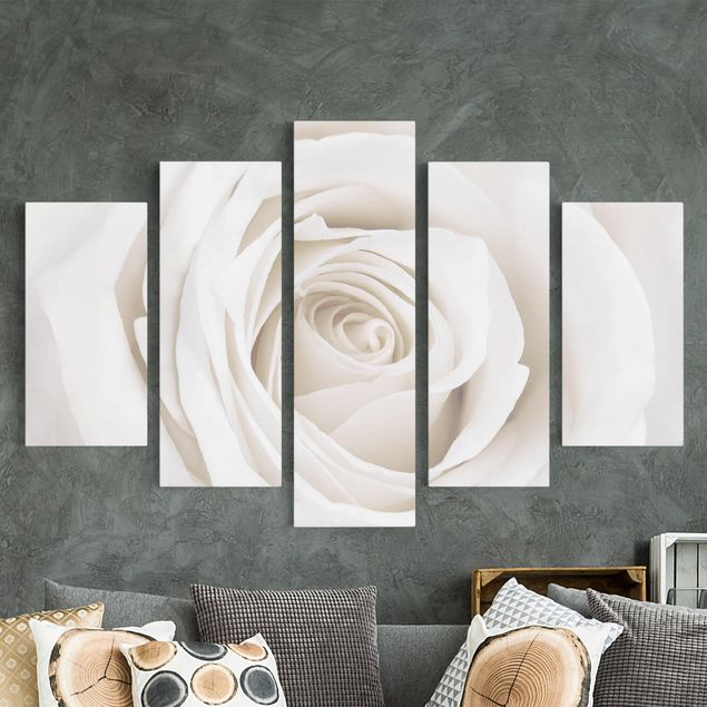 Print on canvas 5 parts - Pretty White Rose