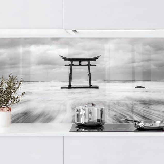 Kitchen splashback architecture and skylines Japanese Torii In The Ocean