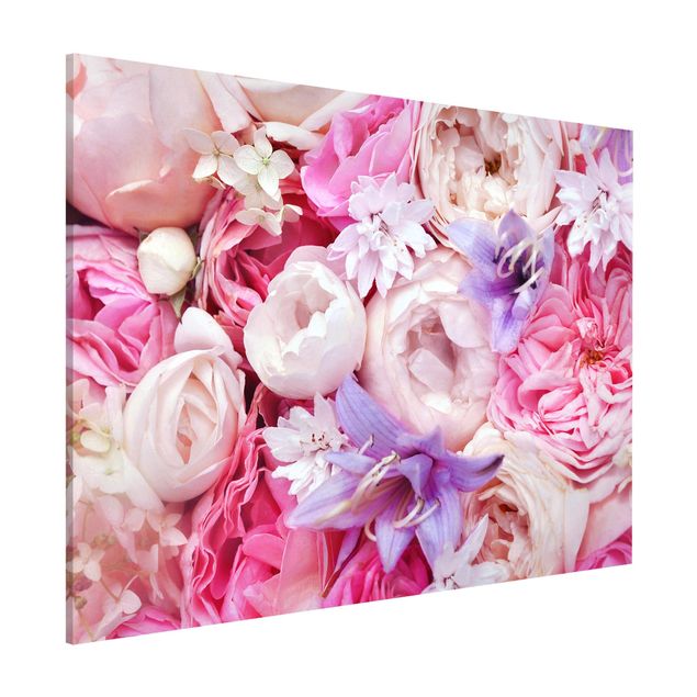 Magnetic memo board - Shabby Roses With Bluebells